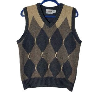 Vintage McGregor Wool Sweater Vest L Argyle Hipster Grandpa Preppy Collegiate
